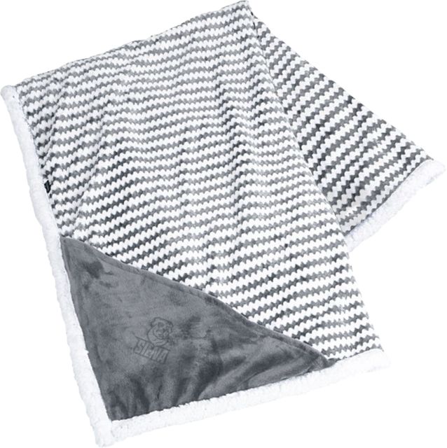 Siena Field & Co Luxurious Chevron Striped Sherpa Blanket Siena Athletic Mark Vertical Engraved - ONLINE ONLY